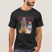 Cat With Shar Pei Sunglasses American Flag 4th Of T-Shirt (Vorderseite)