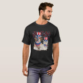Cat With St Bernard Sunglasses American Flag 4th O T-Shirt (Vorne ganz)