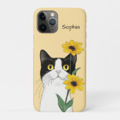 Cat with Sunflowers Case-Mate iPhone Hülle (Rückseite)
