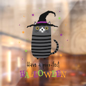 Cat with witch hat Have a purr-fect Halloween cute Fensteraufkleber (Blatt 2)