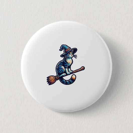 Cat Wizard Halloween Hexe Mystical Cat Lovers Hal Button (Vorderseite)
