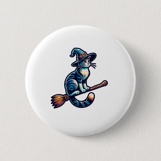 Cat Wizard Halloween Hexe Mystical Cat Lovers Hal Button (Vorderseite)