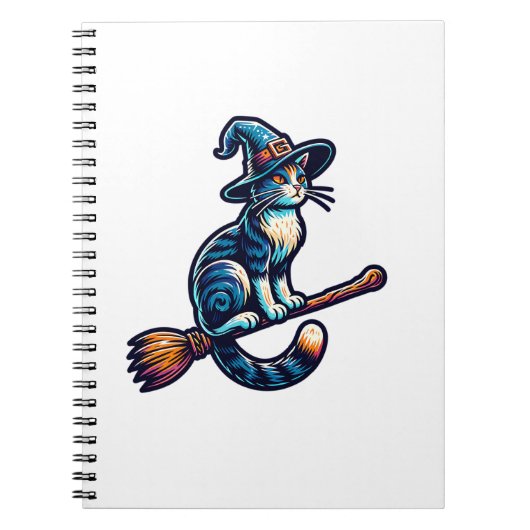 Cat Wizard Halloween Hexe Mystical Cat Lovers Hal Notizblock (Vorderseite)