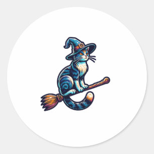 Cat Wizard Halloween Hexe Mystical Cat Lovers Hal Runder Aufkleber