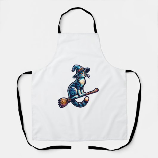 Cat Wizard Halloween Hexe Mystical Cat Lovers Hal Schürze (Vorderseite)
