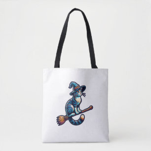 Cat Wizard Halloween Hexe Mystical Cat Lovers Hal Tasche