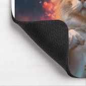 Cat Wizard With Magic Staff Amidst Flames Mousepad (Ecke)