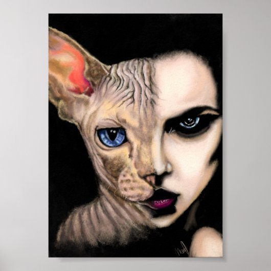 Cat Woman - Gedicht - Malerei Art Poster (Vorne)