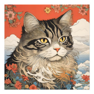 Cat Woodblock Fotodruck