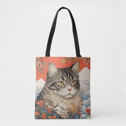 Cat Woodblock Tasche (Vorderseite)