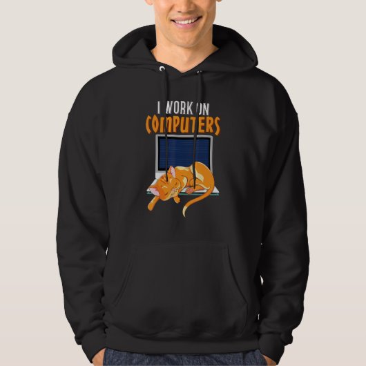 Cat Work on Computer Science Coder Programmer Hoodie (Vorderseite)