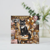 Cat Working Woman Party Einladung (Stehend Vorderseite)