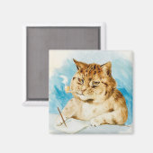 Cat Writing by Louis Wain Magnet (Vorderseite/Rückseite)