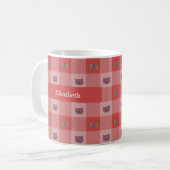 Cat & Yarn Red Customise Name Kaffeetasse (Vorderseite Links)
