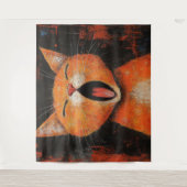 Cat Yawning Tapestry Wandteppich (Vorderseite)