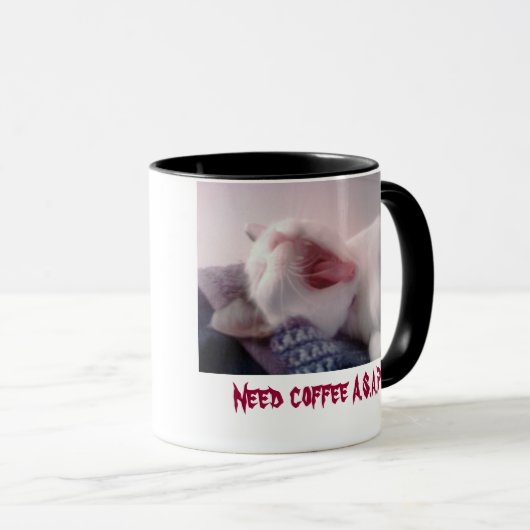 Cat Yawning Tasse (VorderseiteRechts)