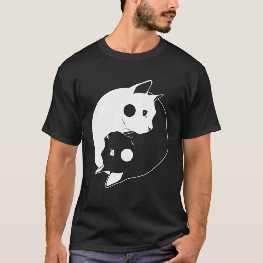Cat Yin Yang Opposite Forces Arts Feline T-Shirt (Vorderseite)