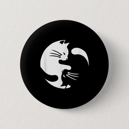 Cat Yin Yang Peace Loving Geschenkidee Button (Vorderseite)