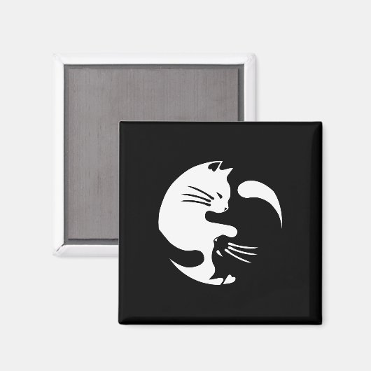 Cat Yin Yang Peace Loving Geschenkidee Magnet (Vorderseite/Rückseite)