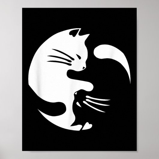 Cat Yin Yang Peace Loving Geschenkidee Poster (Vorne)