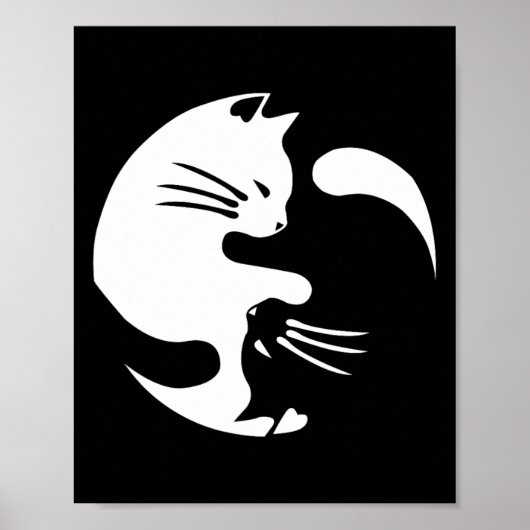 Cat Yin Yang Peace Loving Geschenkidee Poster (Vorne)