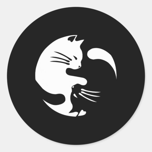 Cat Yin Yang Peace Loving Geschenkidee Runder Aufkleber (Vorderseite)