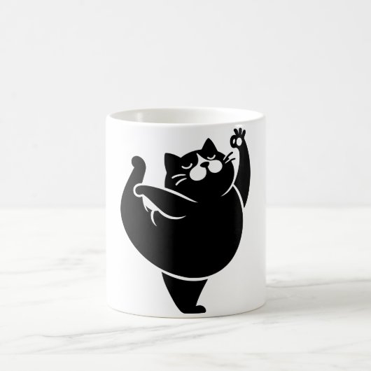 *Cat Yoga #13 Digitale Kunst Kaffeetasse (Mittel)