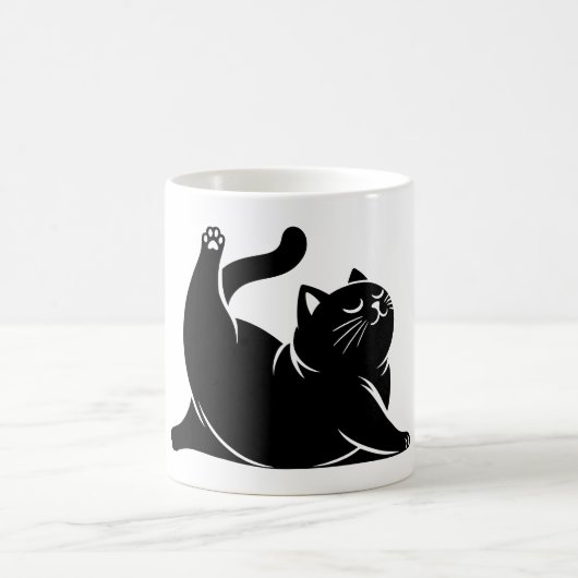 *Cat Yoga #4 Digitale Kunst Kaffeetasse (Mittel)