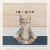 Cat Yoga Glass Untersetzer (Vorderseite)