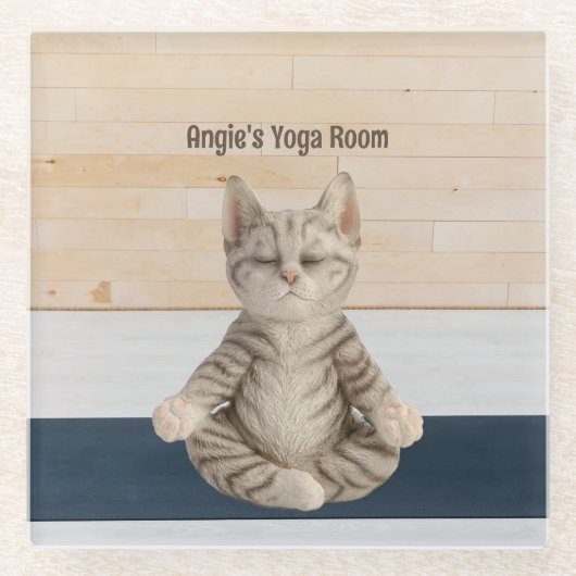 Cat Yoga Glass Untersetzer (Vorderseite)