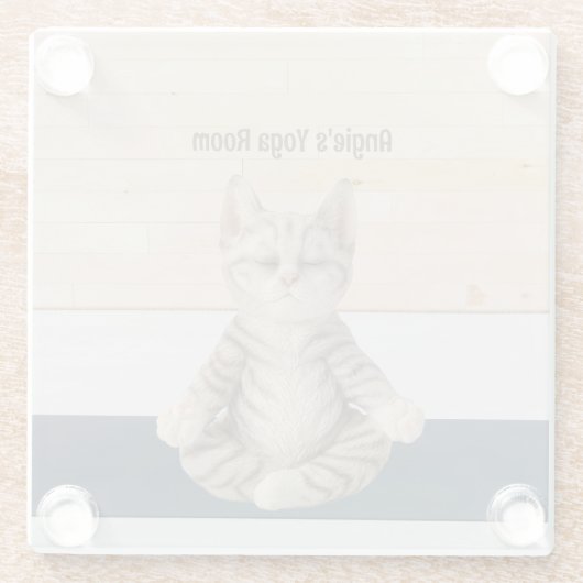 Cat Yoga Glass Untersetzer (Rückseite)
