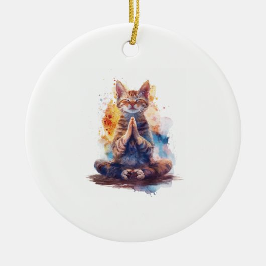 Cat Yoga Master Keramik Ornament (Vorne)