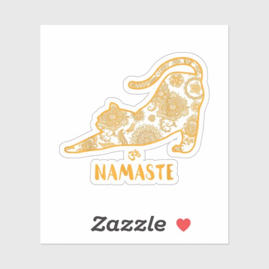 Cat Yoga Namaste OM - Funny Yoga Geschenk T - Shir Aufkleber (Blatt)