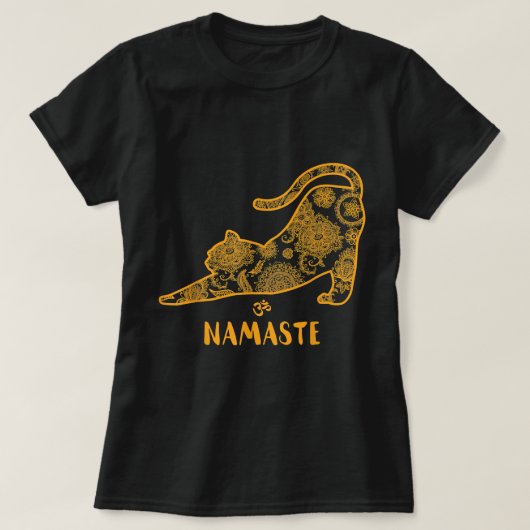 Cat Yoga Namaste OM - Funny Yoga Geschenk T - Shir T-Shirt (Design vorne)