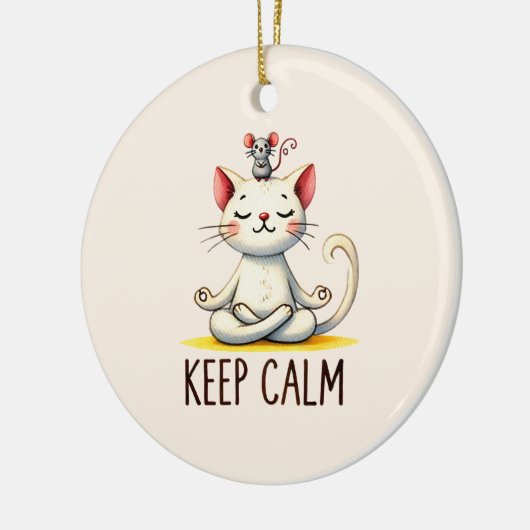 Cat Yoga Pose - Behalt Calm Keramik Ornament (Links)