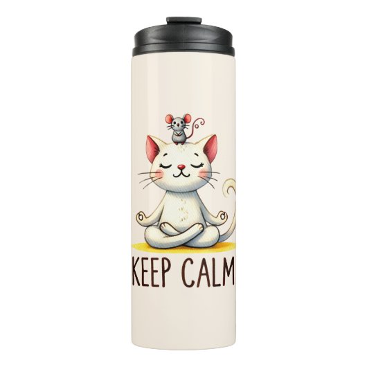 Cat Yoga Pose - Behalt Calm Thermosbecher (Vorderseite)