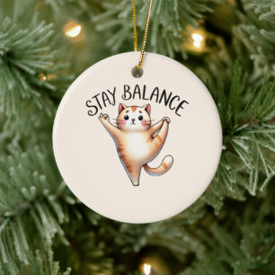Cat Yoga Pose - Bleibe Keramik Ornament