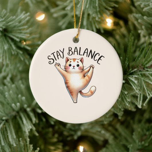 Cat Yoga Pose - Bleibe Keramik Ornament (Baum)
