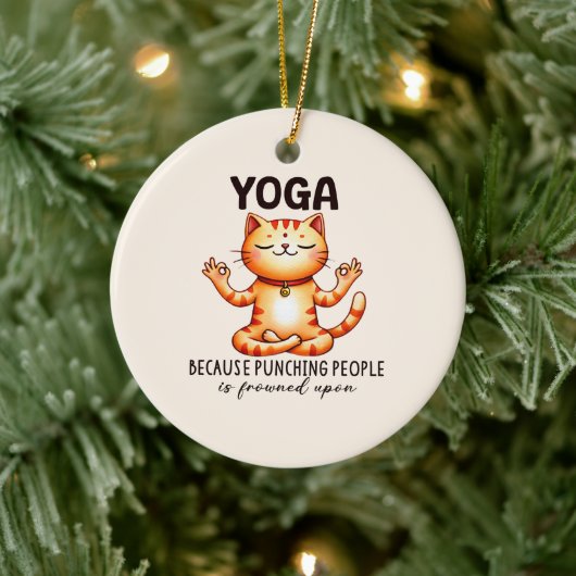 Cat Yoga Pose - Funny Yoga Keramik Ornament (Baum)