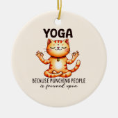 Cat Yoga Pose - Funny Yoga Keramik Ornament (Vorne)