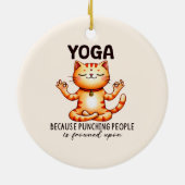 Cat Yoga Pose - Funny Yoga Keramik Ornament (Hinten)