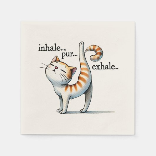 Cat Yoga Pose - Inhalieren - Pur - Exhale Serviette (Vorderseite)