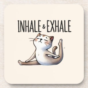 Cat Yoga Pose - Inhalieren und Ausatmen Getränkeuntersetzer