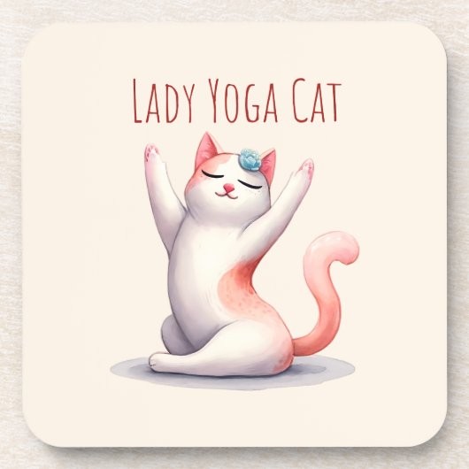 Cat Yoga Pose - Lady Yoga Cat Getränkeuntersetzer (Vorderseite)