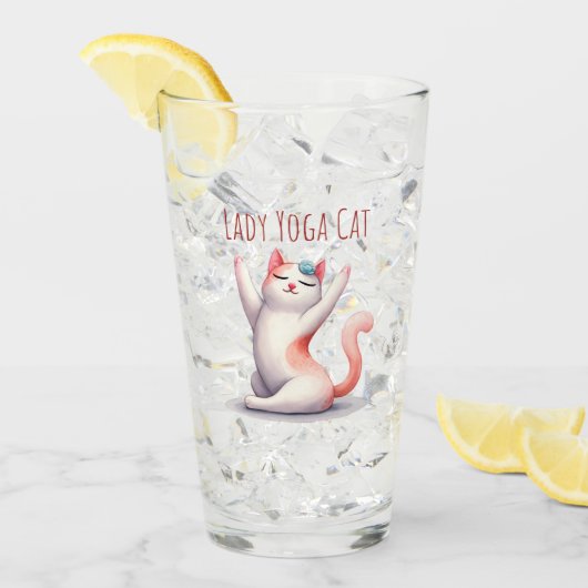 Cat Yoga Pose - Lady Yoga Cat Glas (Vorderseite Ice)