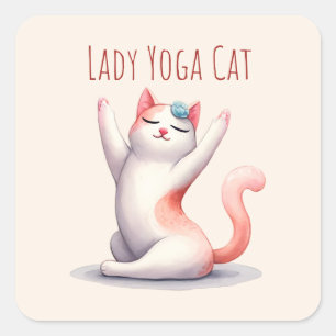 Cat Yoga Pose - Lady Yoga Cat Quadratischer Aufkleber