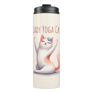 Cat Yoga Pose - Lady Yoga Cat Thermosbecher