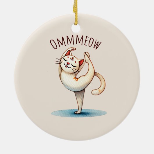 Cat Yoga Pose - Meow Keramik Ornament (Hinten)
