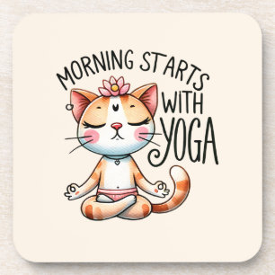 Cat Yoga Pose - Vormittag mit Yoga Getränkeuntersetzer