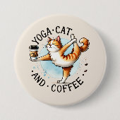 Cat Yoga Pose - Yoga Cat and Coffee Button (Vorderseite)